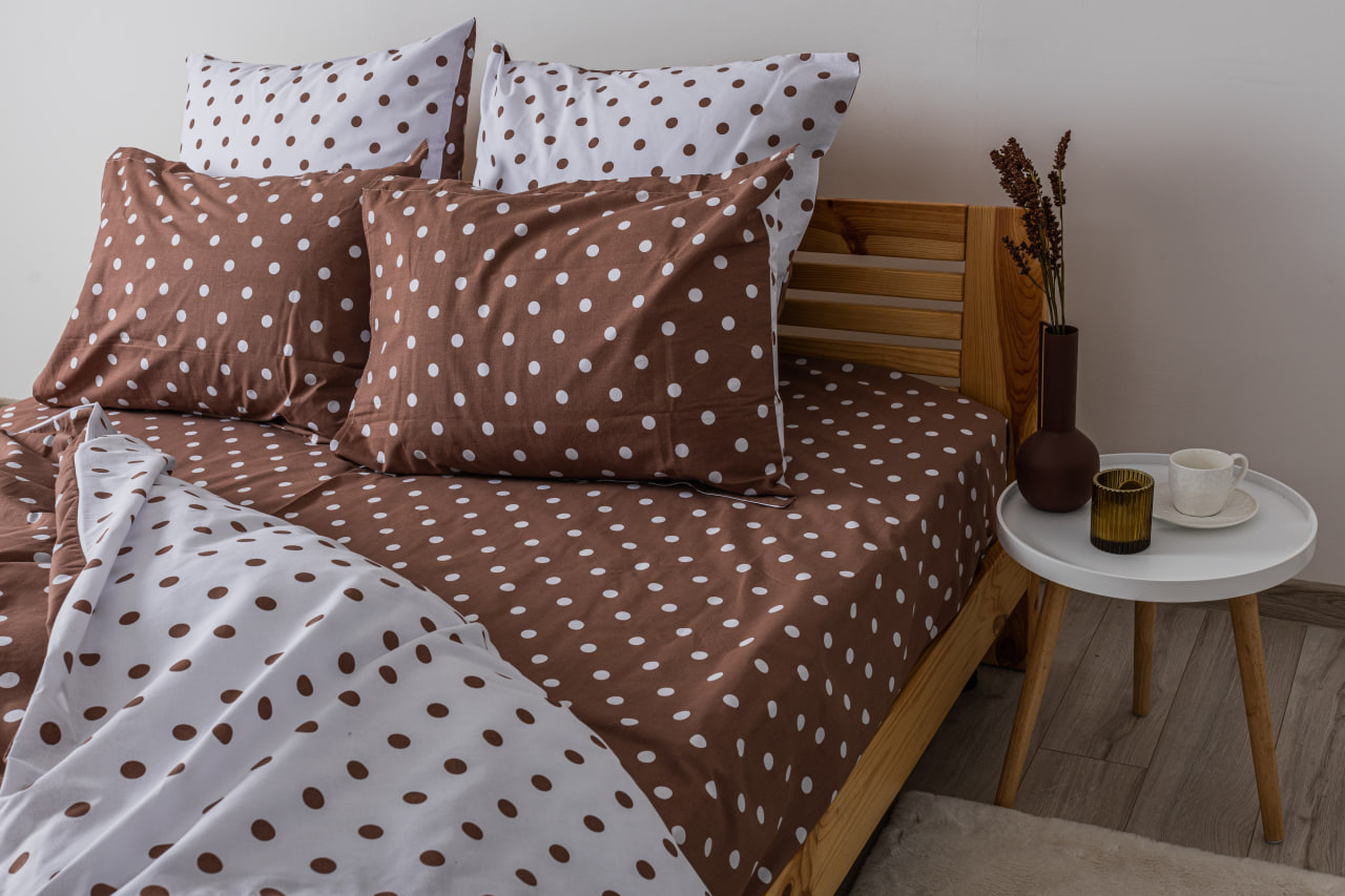 Комплект постельного белья ТЕП Happy Sleep Cappuccino Dots полуторный коричневый с белым (2-03794_25127) - фото 3