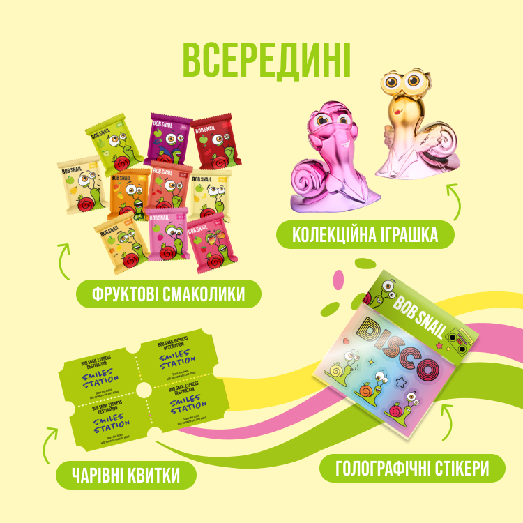 Набір солодощів Bob Snail Snack Track з іграшкою та стікером - фото 4