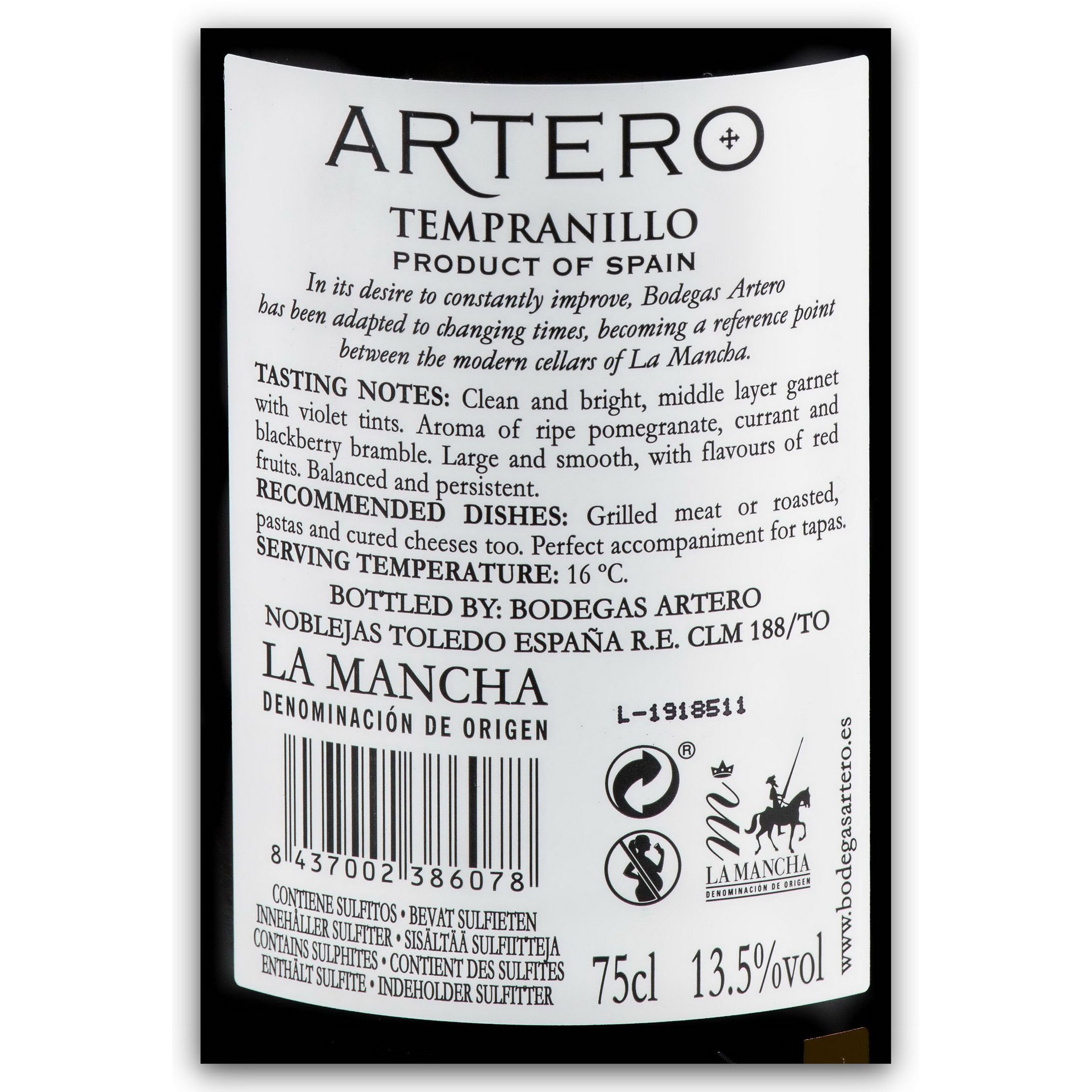 Вино Artero Tempranillo La Mancha D.O. красное сухое 0.75 л - фото 2