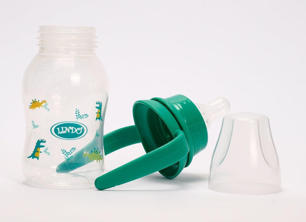 Пляшечка для годування Lindo, вигнута з ручками, 125 мл, зелений (Li 146 зел) - фото 3