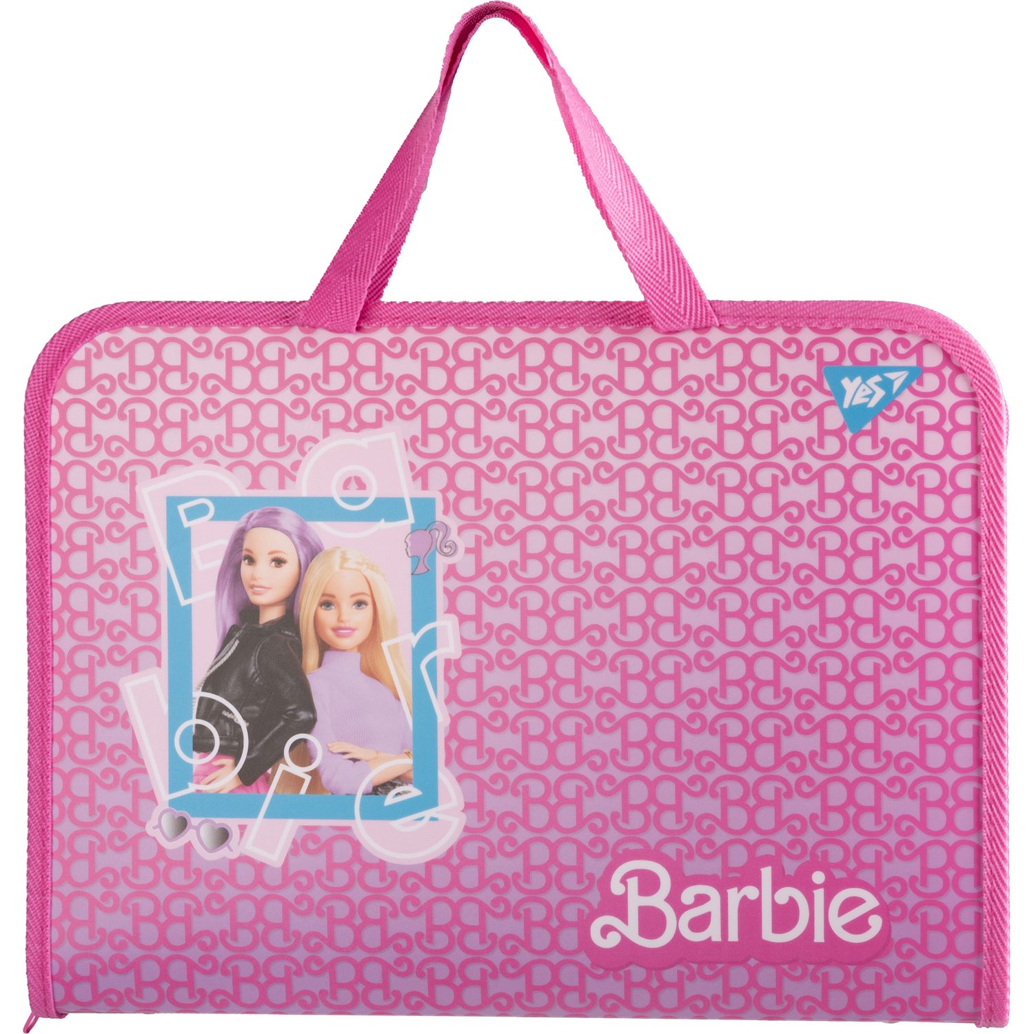 Папка-портфель Yes Barbie FC на молнии с тканевыми ручками розовая (492240) - фото 1