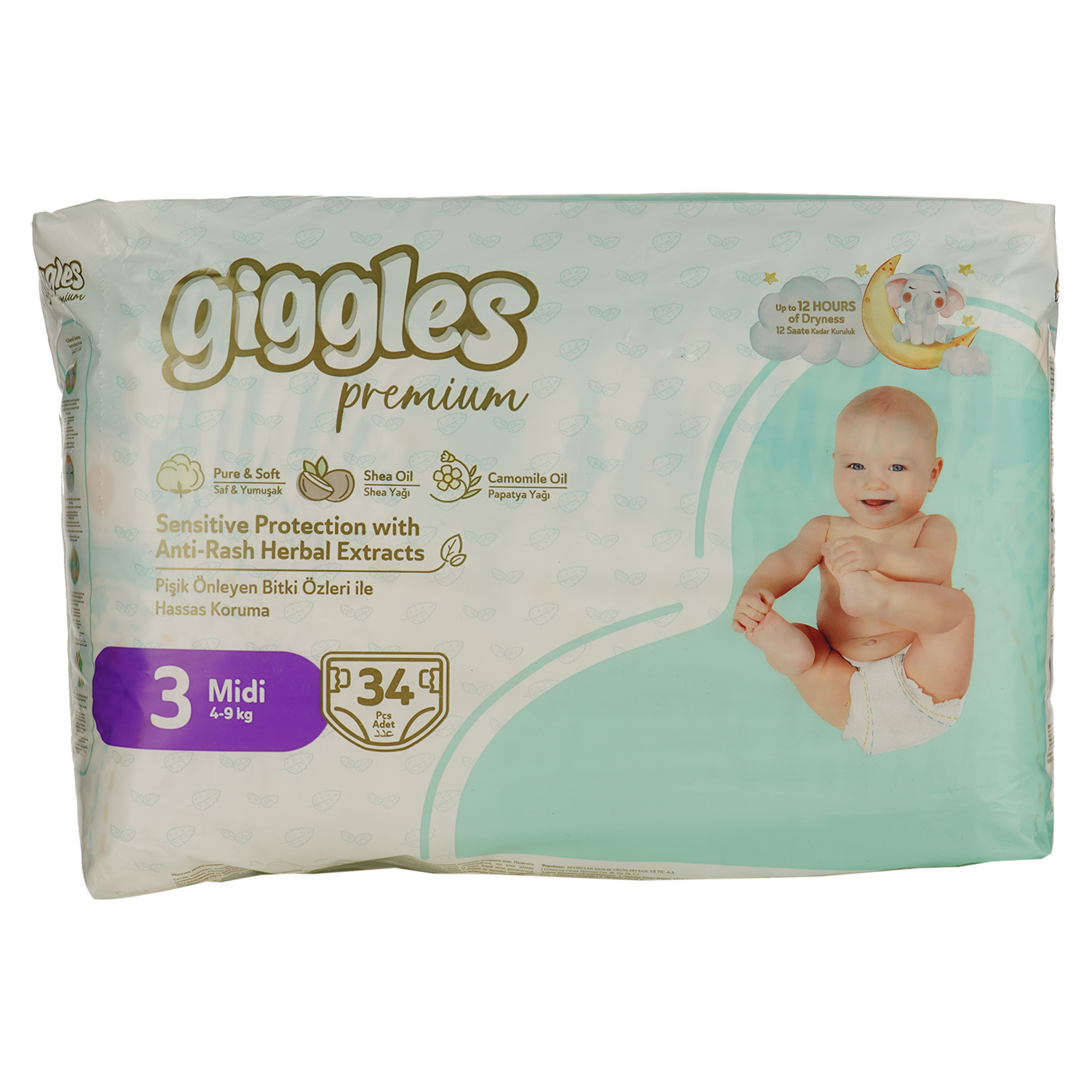 Підгузки Giggles Premium Midi 3 (4-9 кг) 34 шт. - фото 1