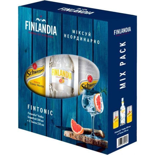 Горілка Finlandia Grapefruit, 37,5%, 0,5 л + Schweppes Indian Tonic, 2 шт. по 0,33 л (778627) - фото 2