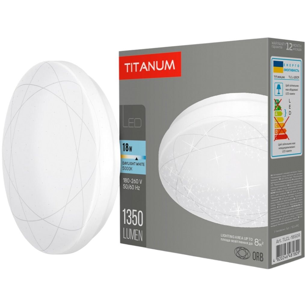 Светильник настенно-потолочный Titanum LED 18W 5000K Орбита (TLCL-185OR) - фото 1