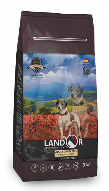Беззерновий сухий корм для собак Landor, ягня з бататом, 3 кг - фото 1