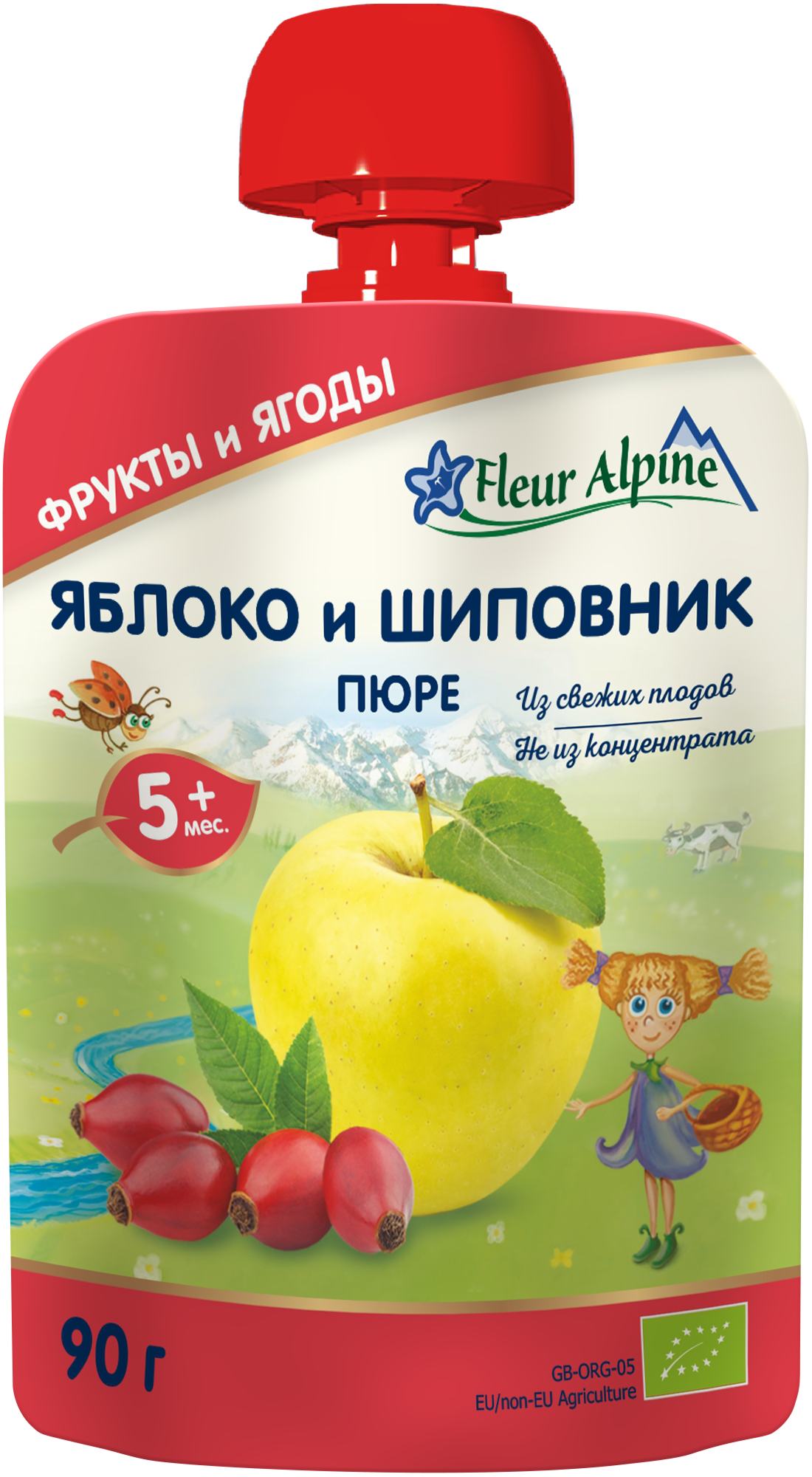 Пюре Fleur Alpine Pouch Органік Яблуко і шипшина, 90 г - фото 1