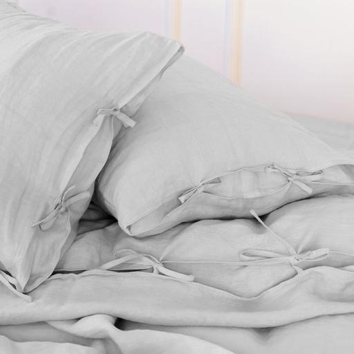 Комплект постельного белья MirSon Natural Linen Beatrice лен полуторный евро светло-серый (2200008247751) - фото 5