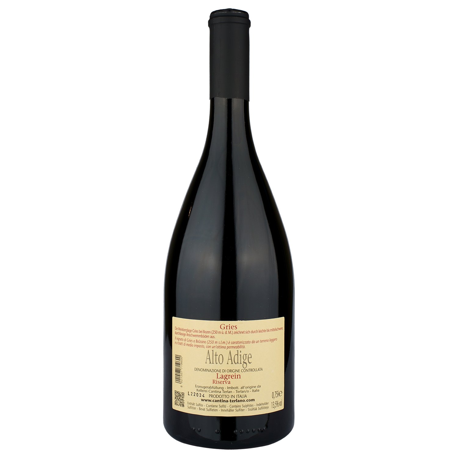 Вино Cantina Terlano Lagrein Gries Riserva, красное, сухое, 0,75 л (W2122) - фото 2