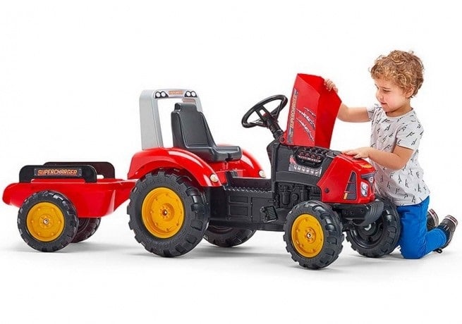 Дитячий трактор на педалях з причепом Falk 2020AB, червоний (2020AB) - фото 4