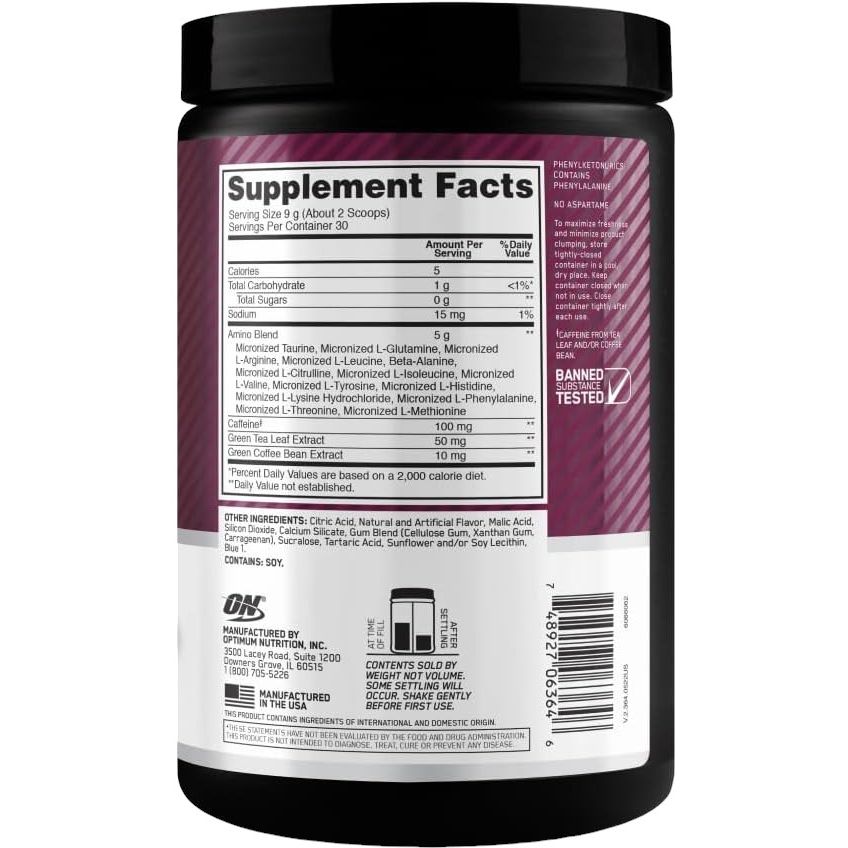 Амінокислотний комплекс Optimum Nutrition Essential Amino Energy Wild Berry 270 г - фото 2