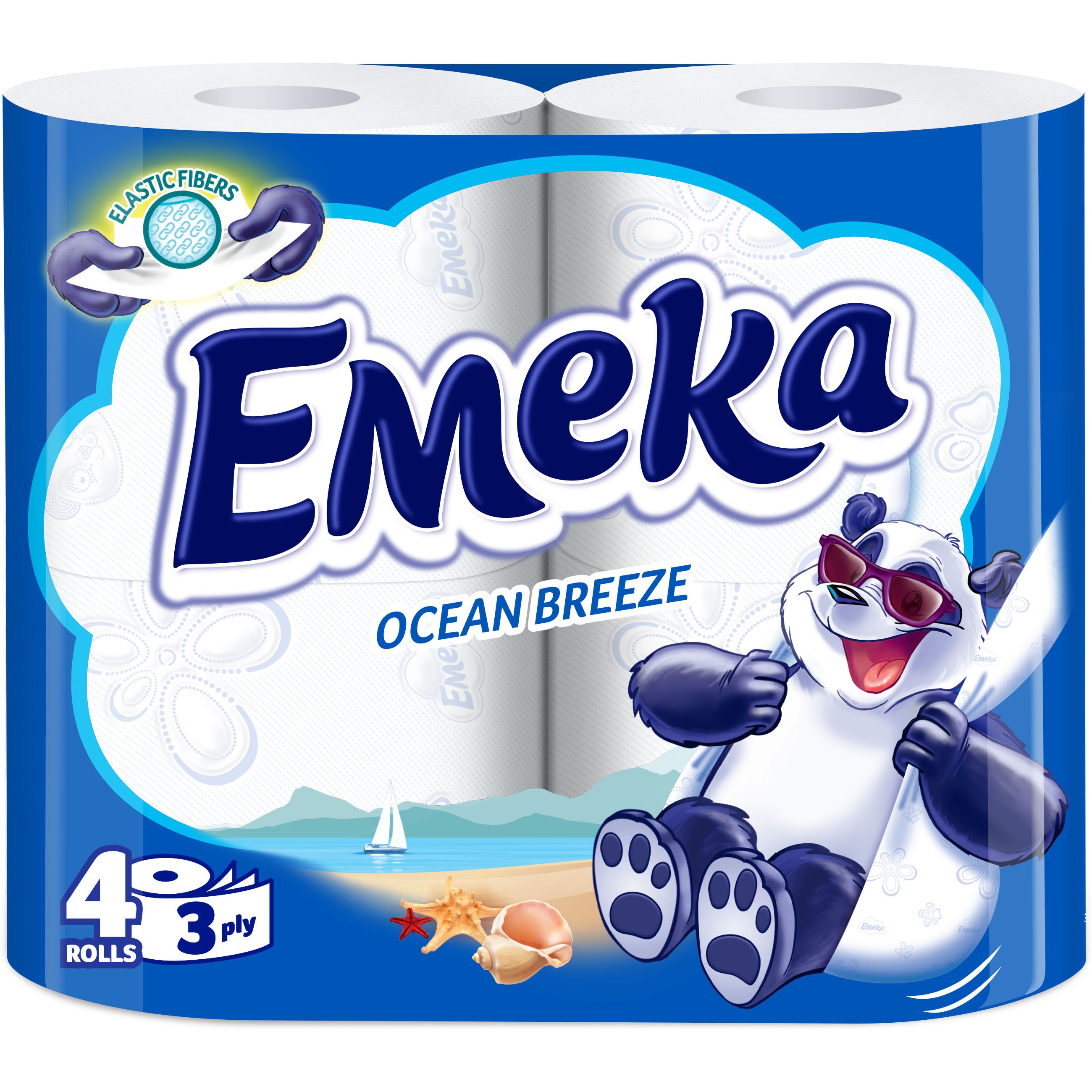 Трехслойная туалетная бумага Emeka Ocean Breeze Океанский бриз 4 рулона (75743) - фото 1