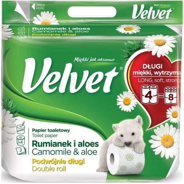 Туалетная бумага Velvet Деликатная, с ароматом ромашки, трехслойная, 12 рулонов - фото 1