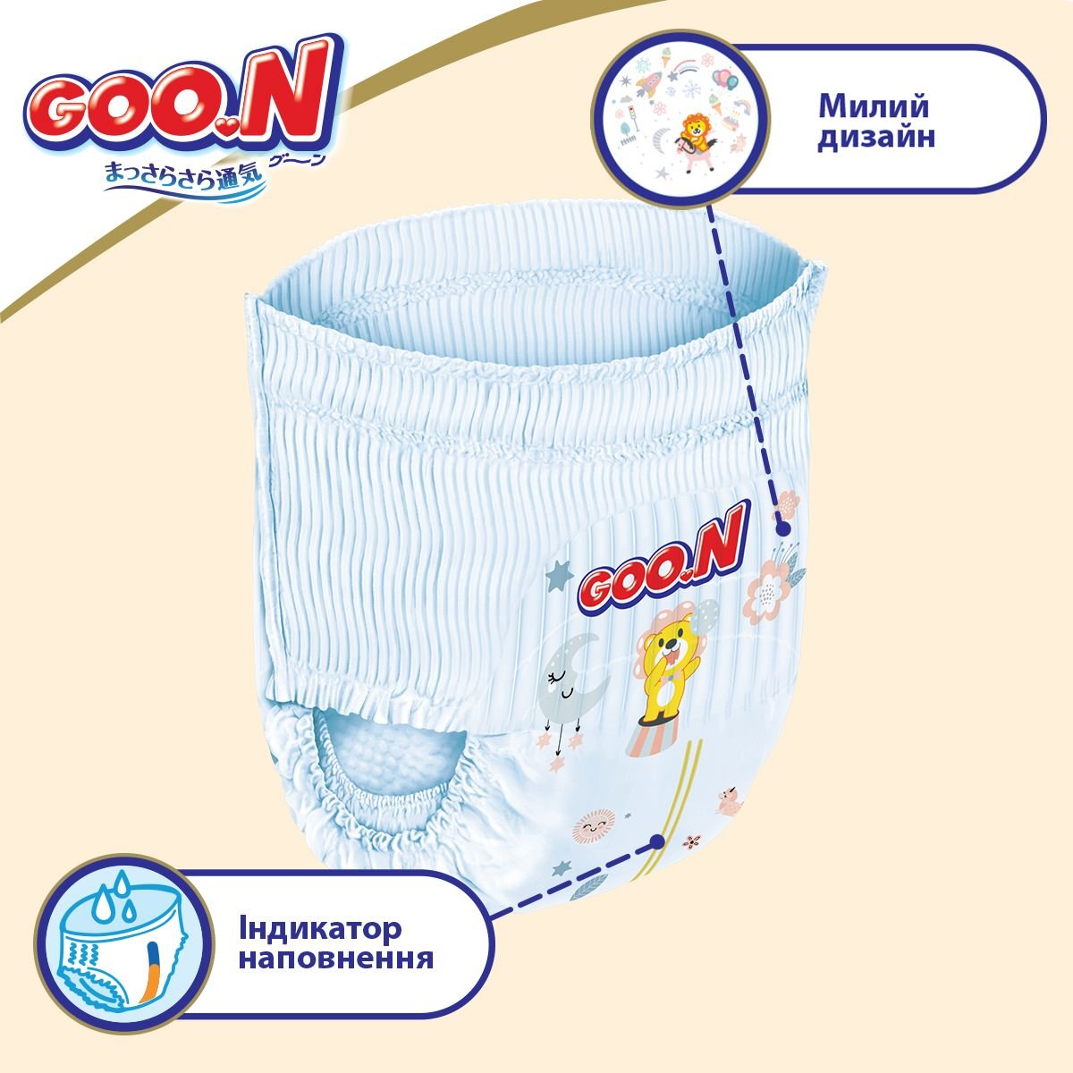 Підгузки-трусики Goo.N Premium Soft 5 (12-17 кг), 72 шт. (2 уп. х 36 шт.) - фото 7