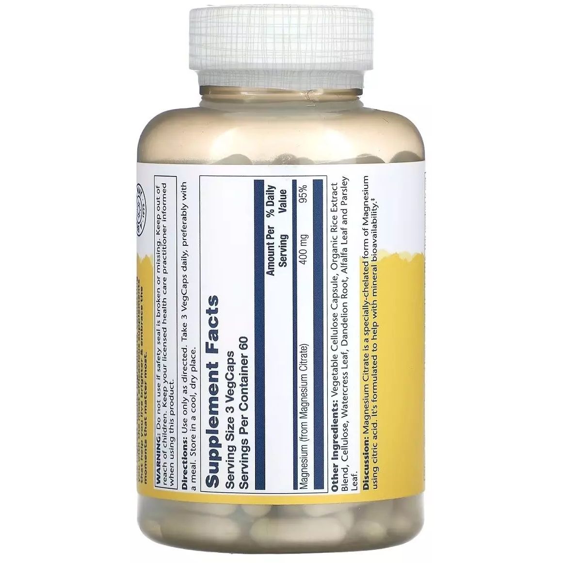 Цитрат магния Solaray Magnesium Citrate 400 мг 180 капсул - фото 2