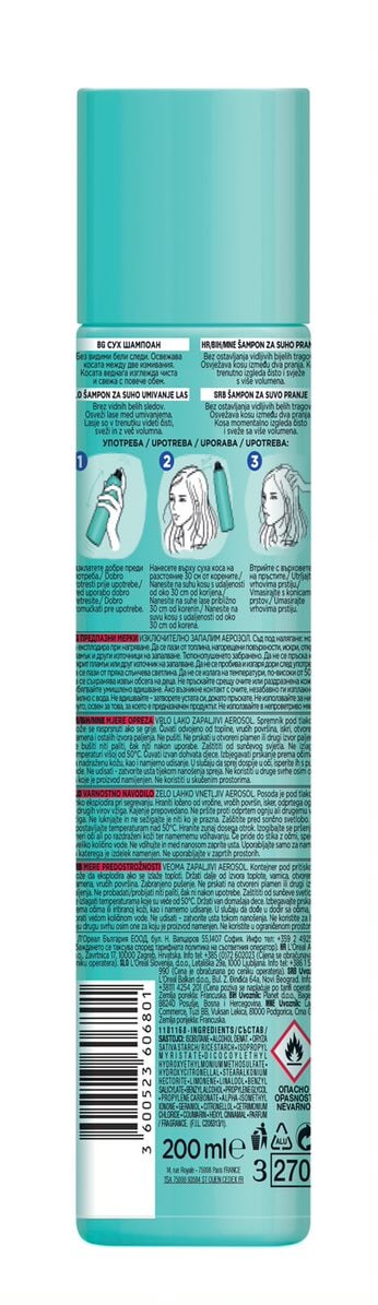 Сухой шампунь L’Oréal Paris Magic Shampoo Взрыв свежести для всех типов волос, 200 мл - фото 3