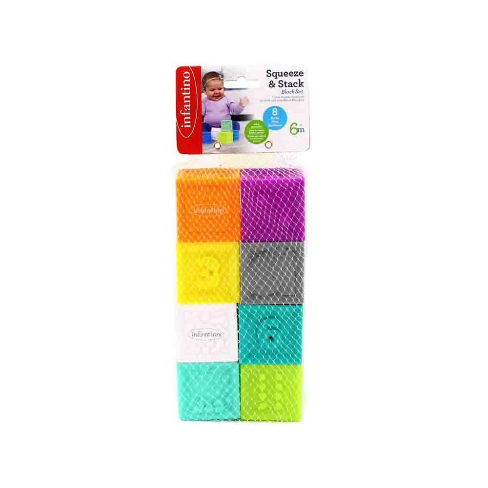 Силіконові кубики Infantino Squeeze & Stack Block Set Яскраві розвивашки (315238) - фото 2