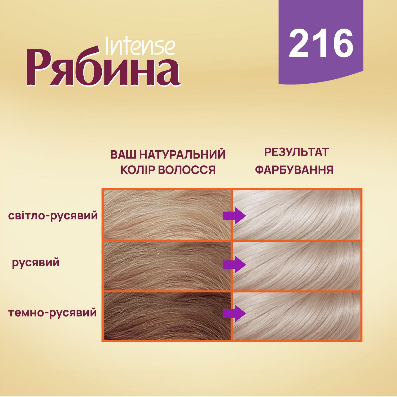 Крем-фарба для волосся Рябина Intense, відтінок 216 (Попелястий блонд),138 мл - фото 3