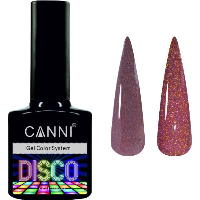 Светоотражающий гель-лак Canni Disco 3D flash №551 бежево-розовый золотой 7.3 мл - фото 1