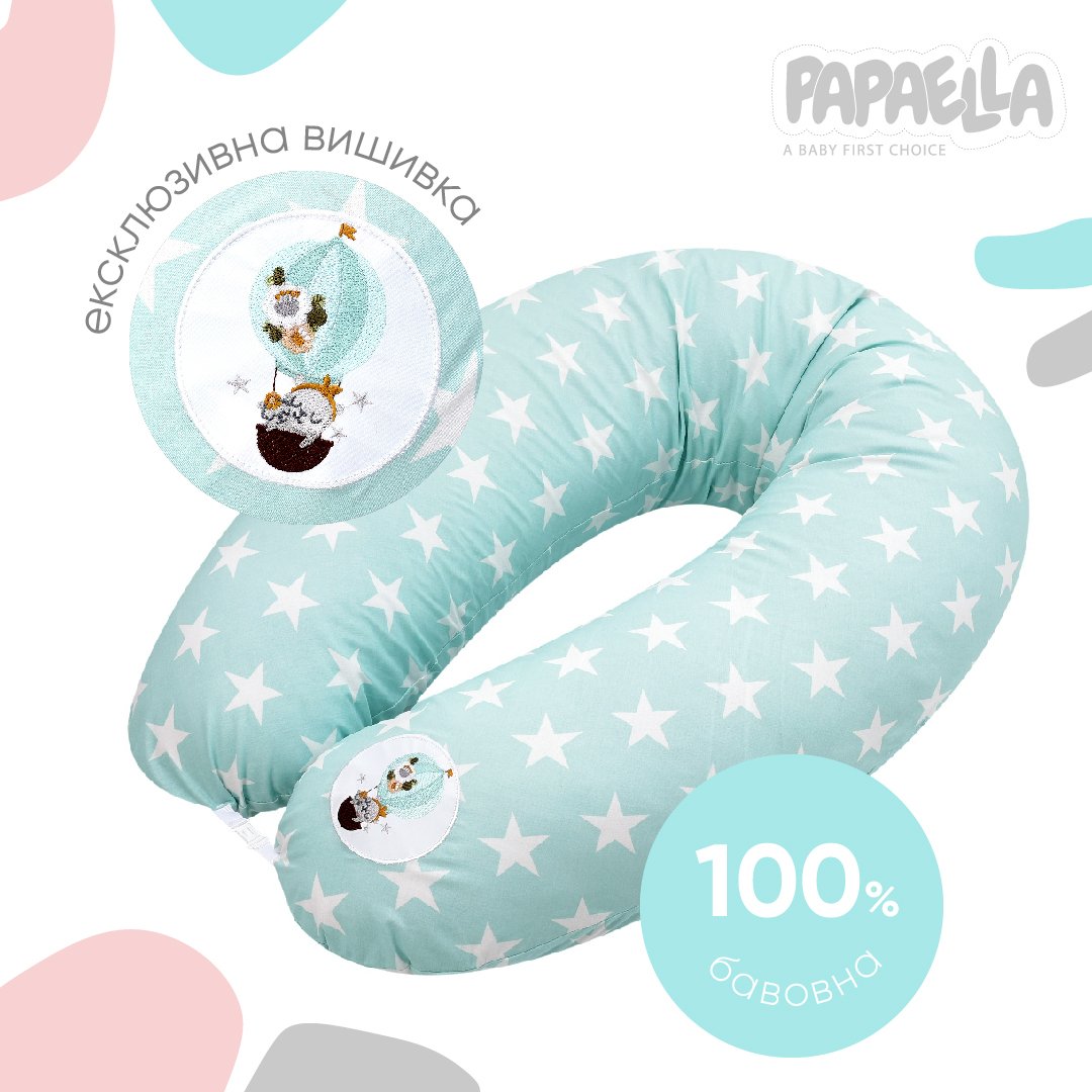 Подушка для беременных и кормления Papaella Звезды, 190х30 см, ментоловый (8-31885) - фото 3