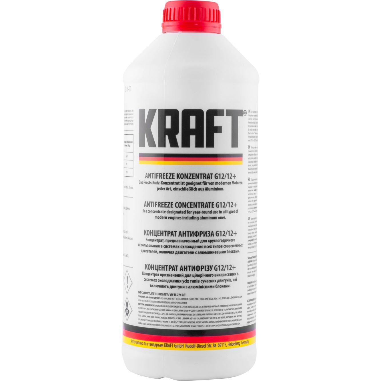 Концентрат антифриза Kraft G12/G12+, 1.5 л красный - фото 1