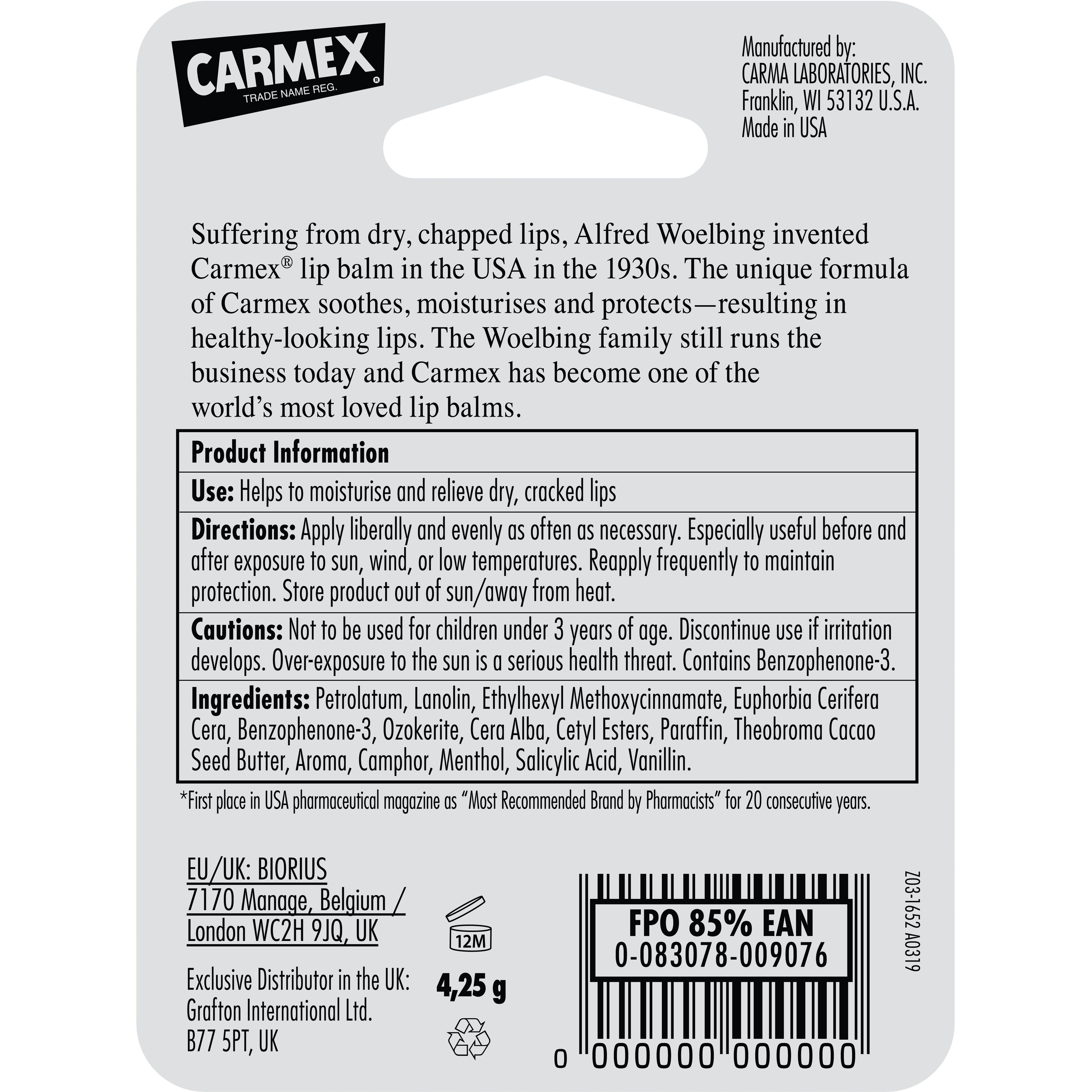 Бальзам для губ в стике Carmex со вкусом клубники 4.25 г - фото 4