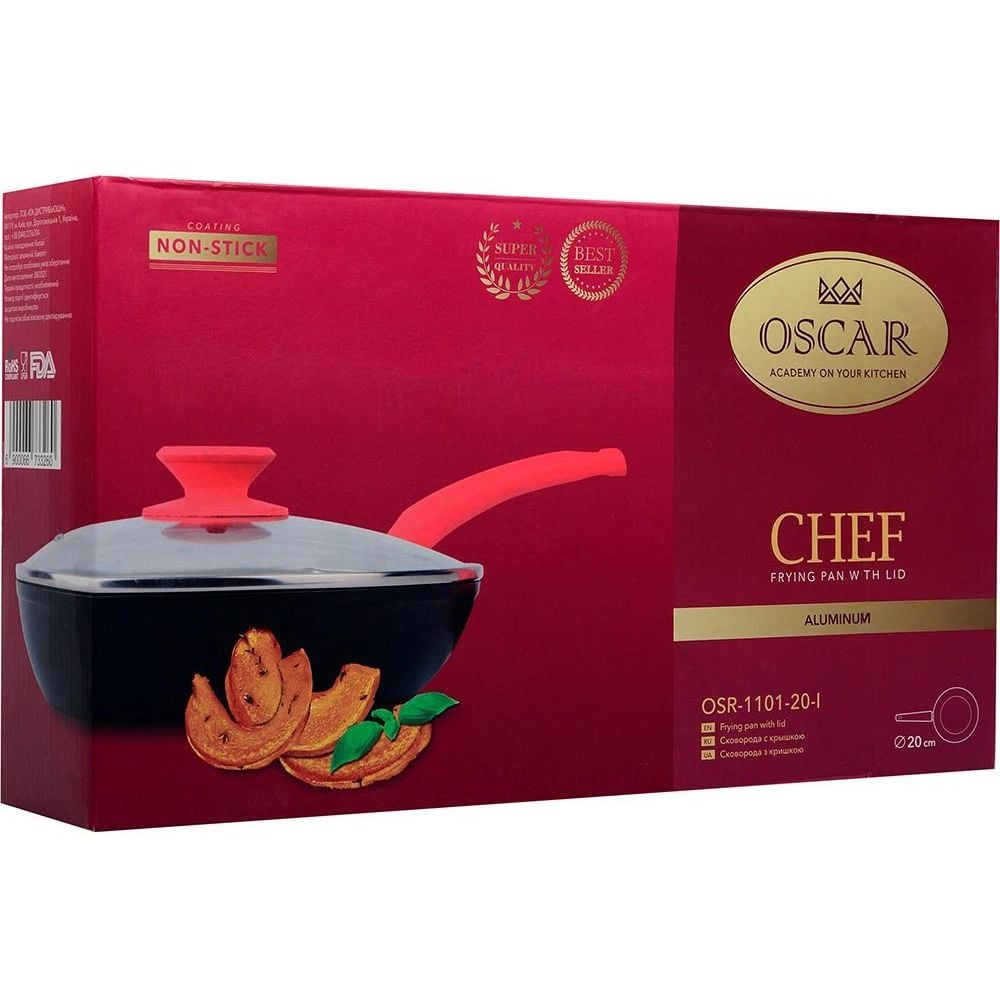 Сковорода Oscar Chef, з кришкою, 20 см (OSR-1101-20-l) - фото 5