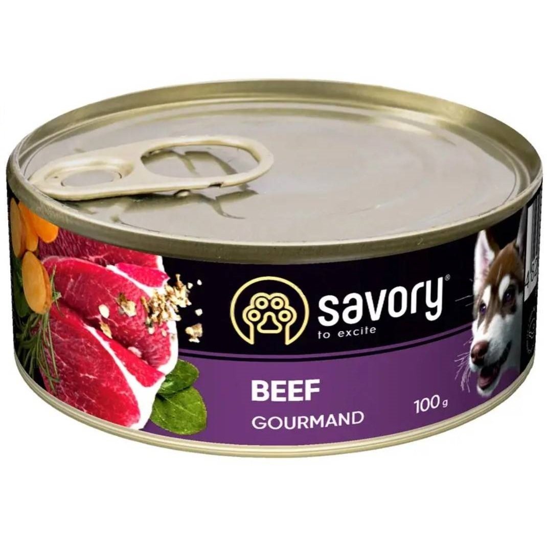 Влажный корм для взрослых собак всех пород Savory Dog Gourmand, с говядиной, 100 г - фото 1