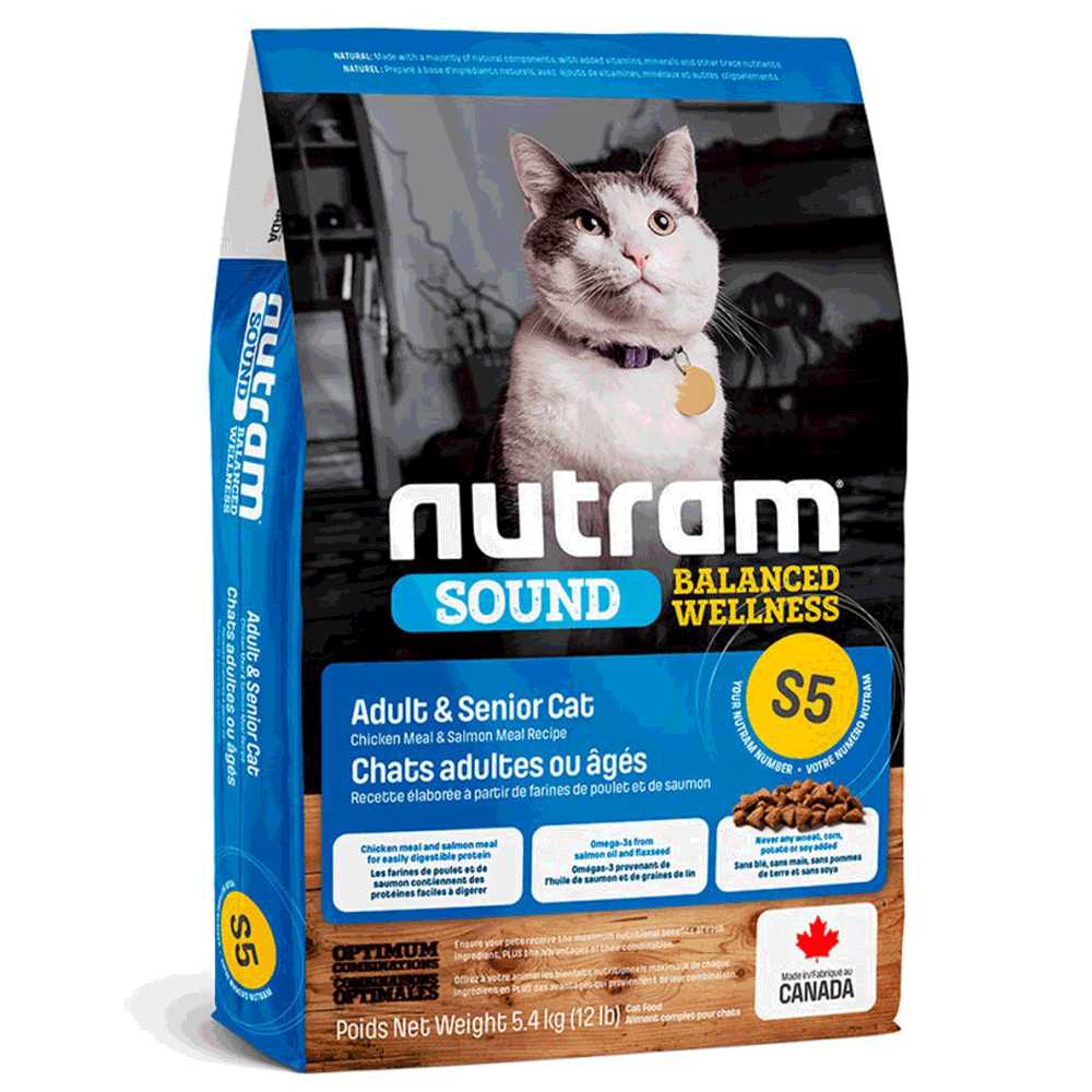 Сухий корм для котів Nutram - S5 Sound BW Холистик, з куркою та лососем, 5,4 кг (S5_(5.4kg) - фото 1