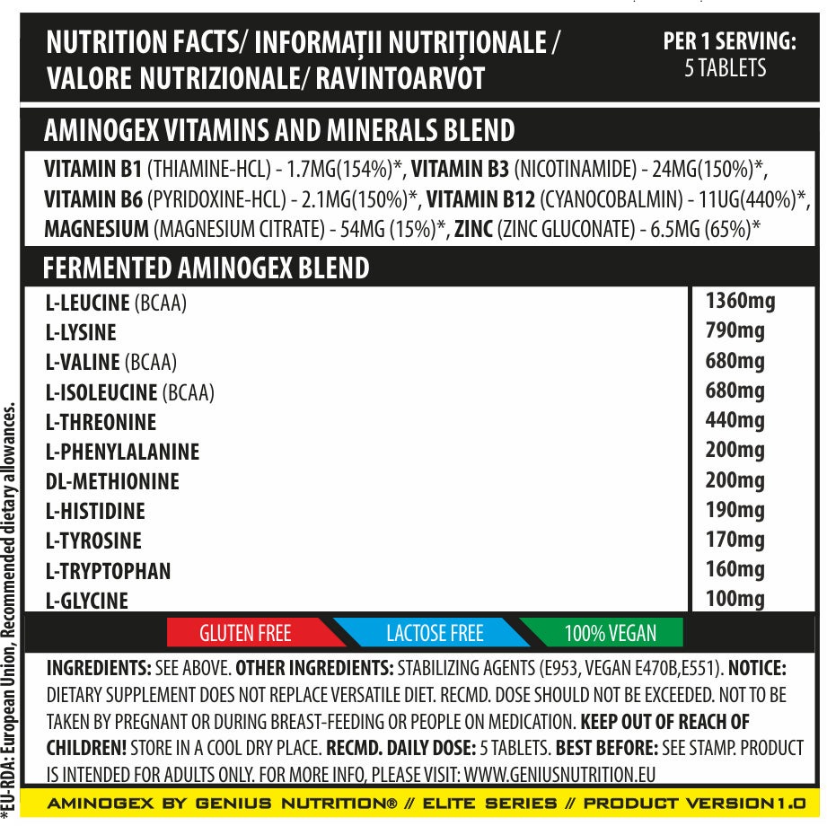 Амінокислотний комплекс Genius Nutrition Aminogex 300 таблеток - фото 2