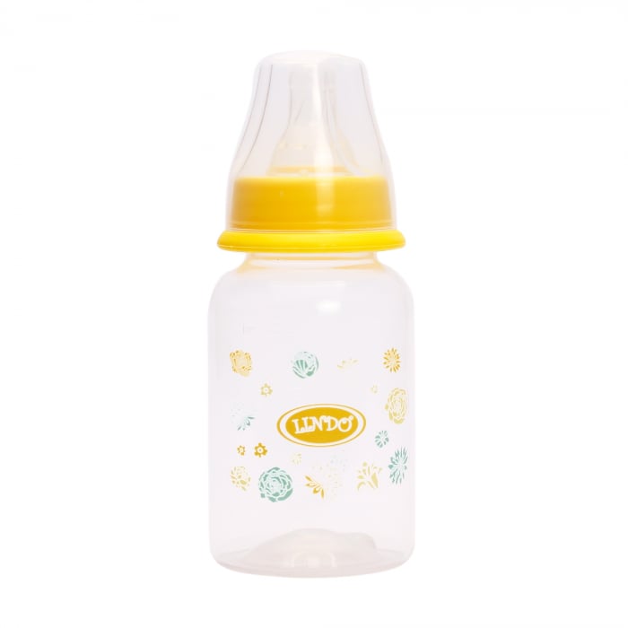 Бутылочка для кормления Lindo, с силиконовой соской, 125 мл, желтый (Li 142 жел) - фото 1