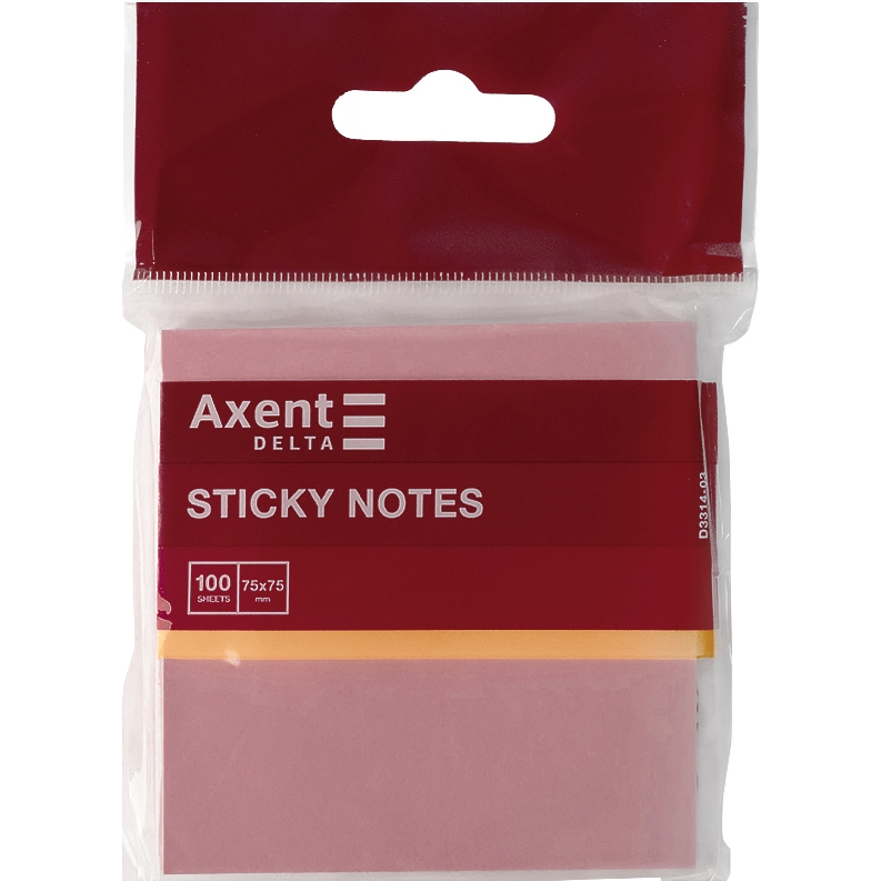 Блок бумаги с клейким слоем Axent Delta 75x75 мм 100 листов розовый (D3314-03) - фото 2