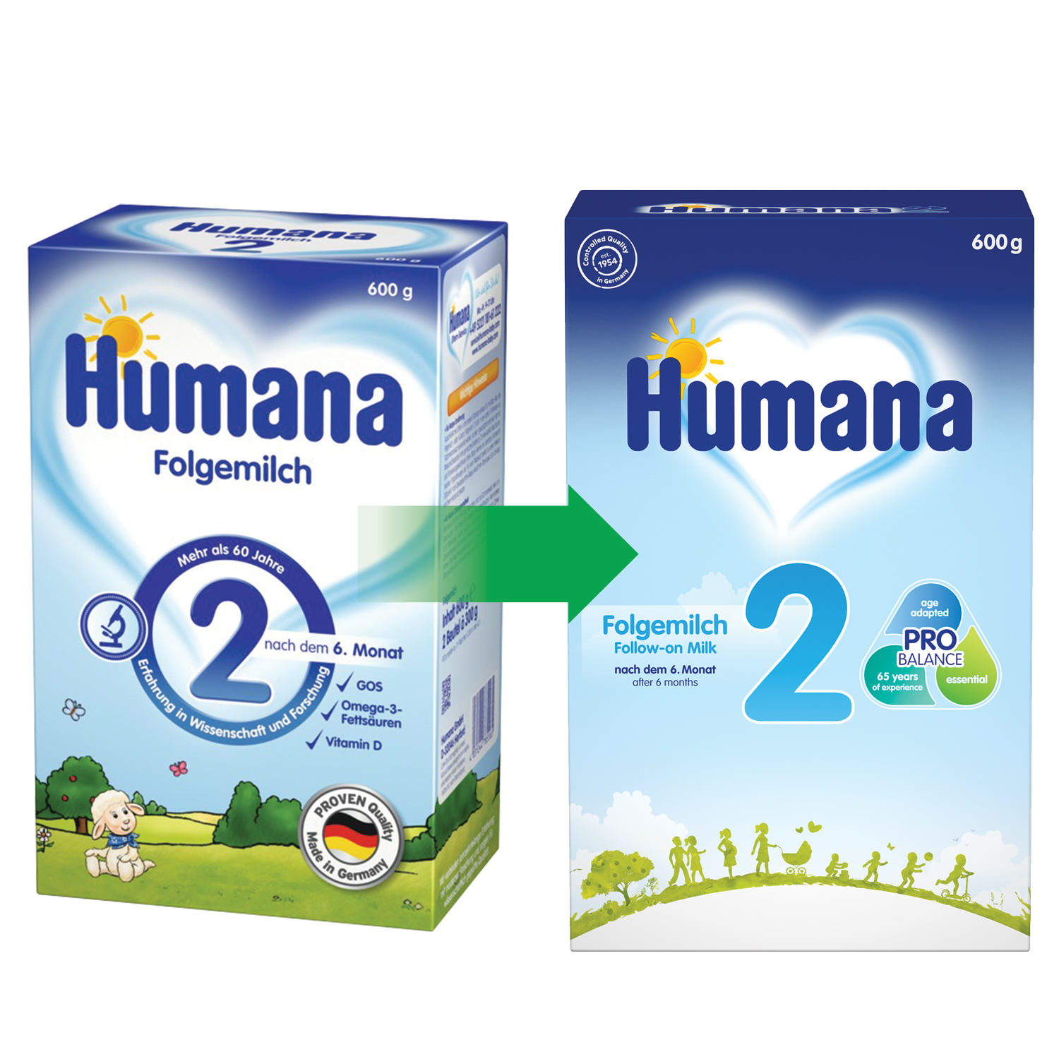 Сухая молочная смесь Humana 2 c пребиотиками, 600 г - фото 1