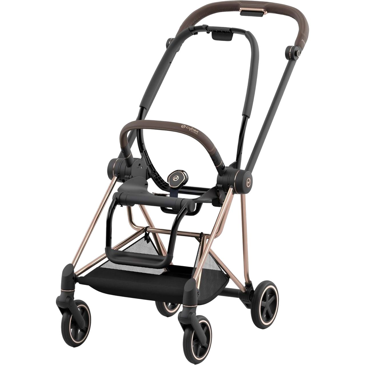 Люлька Cybex Mios Lux Simply flowers grey + Комплект текстиля для прогулочного блока Cybex Mios Simply Flowers Grey + Шасси для коляски Cybex Mios LS RBA Rosegold - фото 8