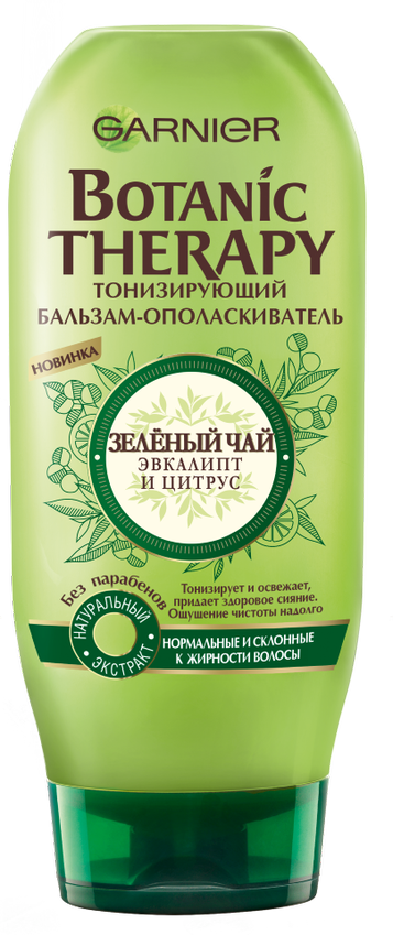 Бальзам-ополіскувач Garnier Botanic Therapy Зелений чай, евкаліпт і цитрус, для нормального волосся, 200 мл - фото 1