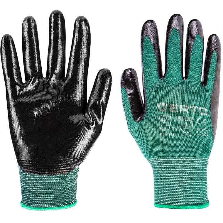 Рукавички робочі Verto нітрилове покриття розмір 8 зелені (97H151) - фото 1