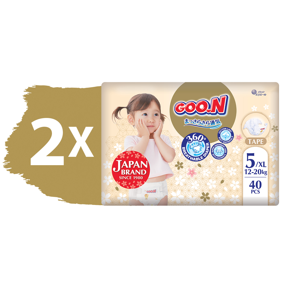 Подгузники на липучках Goo.N Premium Soft размер 5(XL) 12-20 кг доу-пак 80 шт. - фото 2