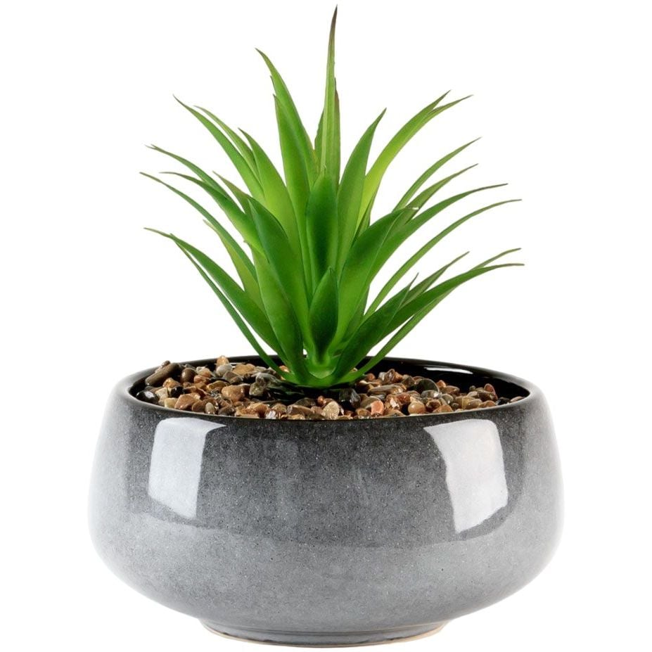 Горшок с искусственным растением МВМ My Home, 19 см, серый (DH-FLOWERS-19 GREEN/GRAY) - фото 1