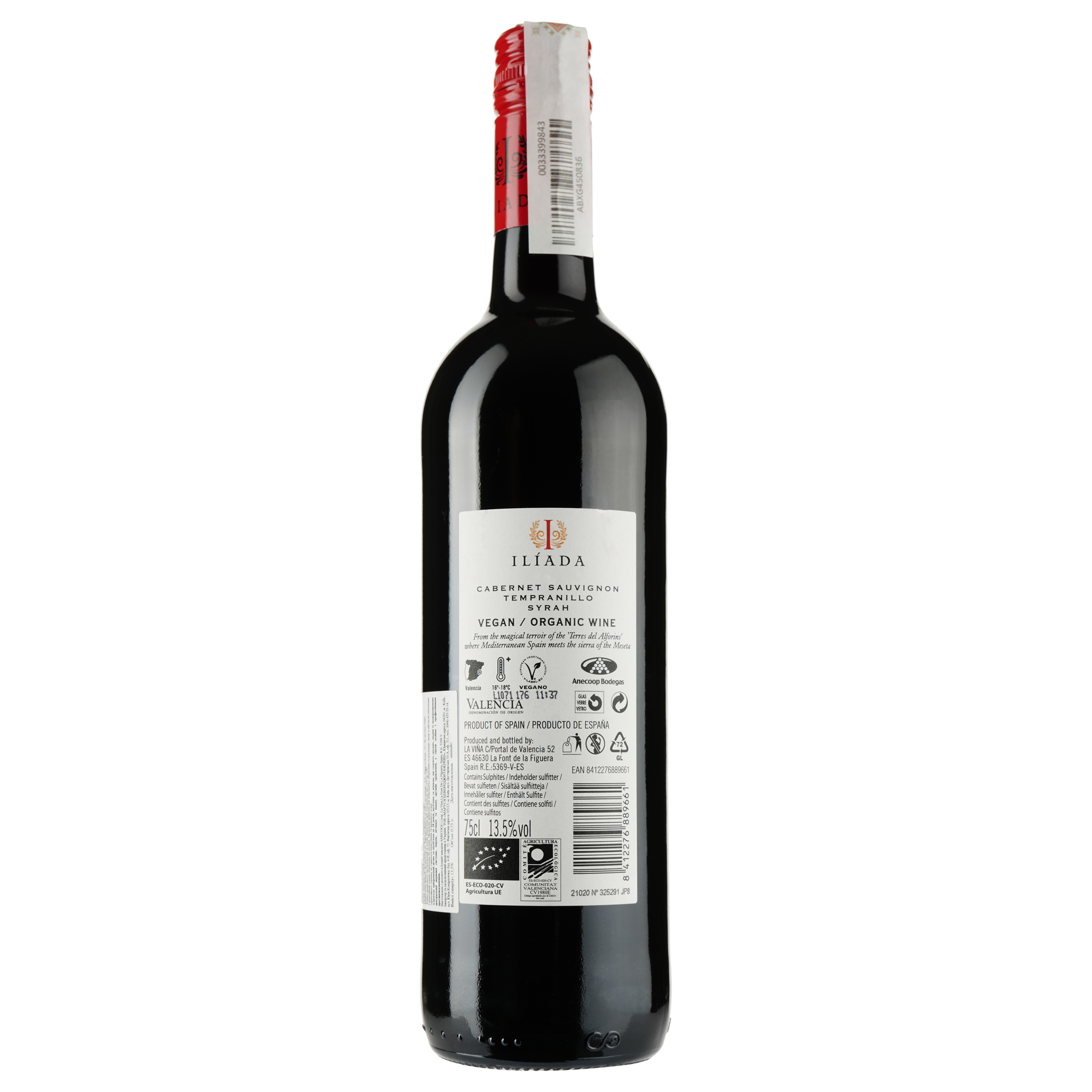 Вино Anecoop Iliada Organic Red D.O., червоне, сухе, 13,5%, 0,75 л - фото 2