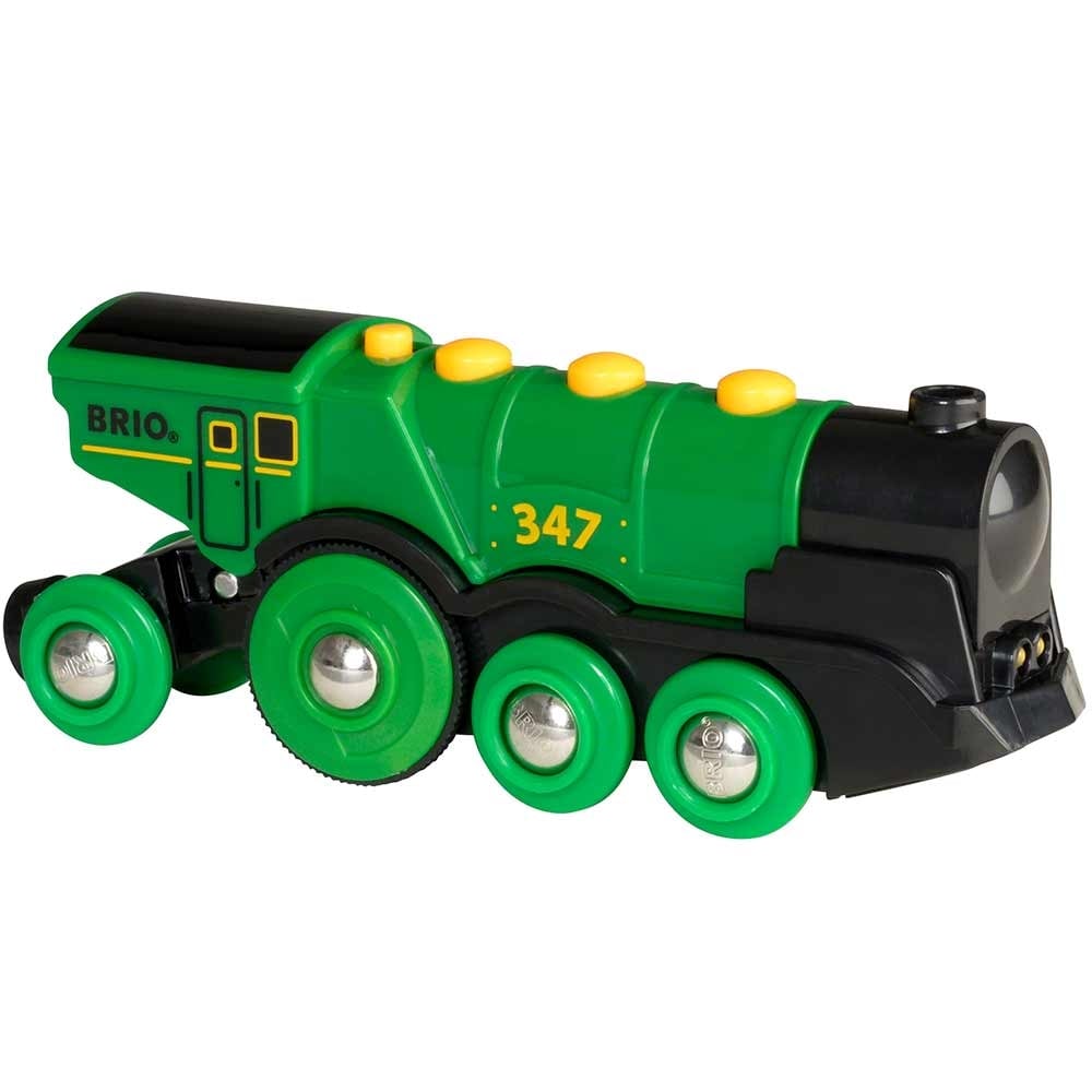 Могутній зелений локомотив для залізниці Brio на батарейках (33593) - фото 2