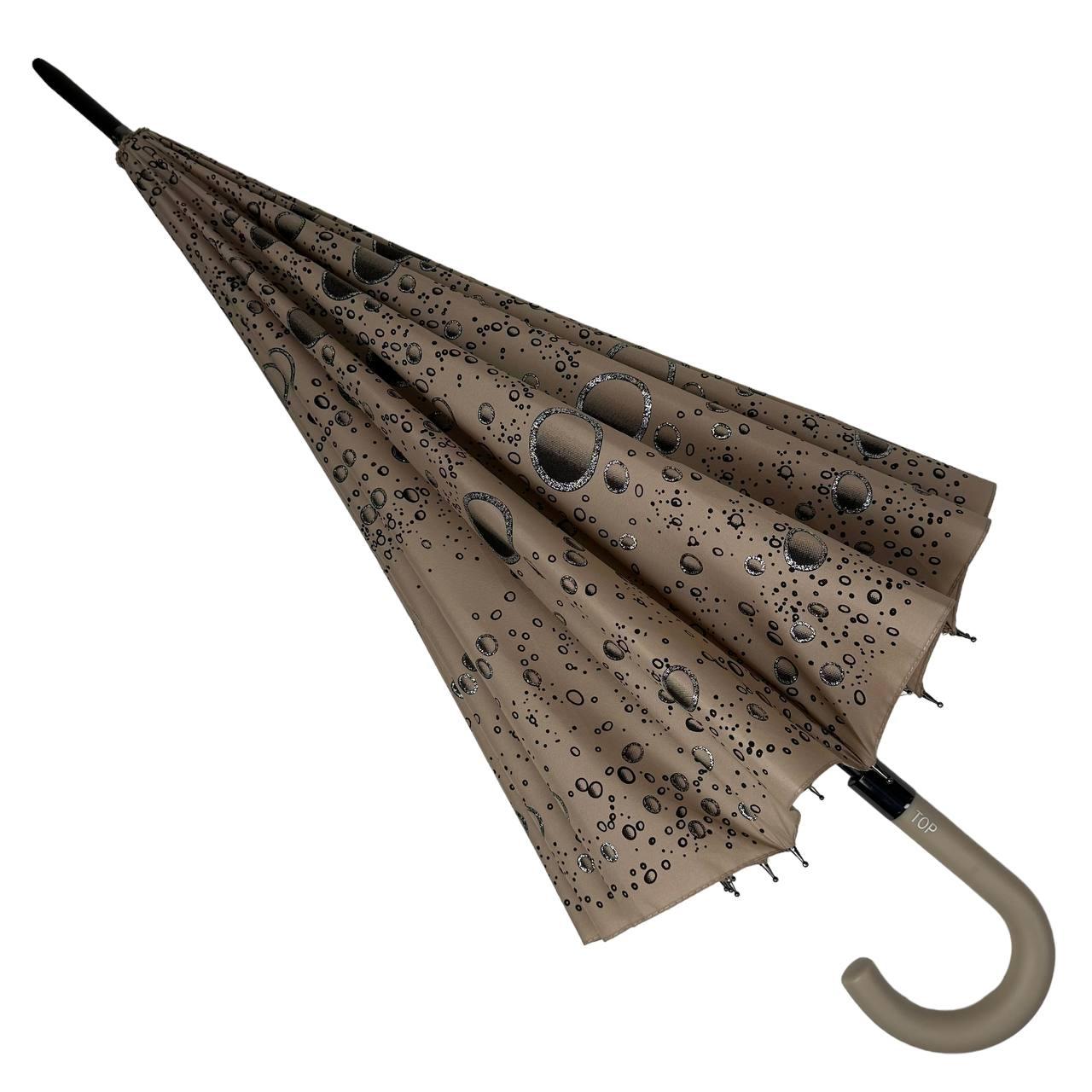 Женский зонт-трость полуавтомат Toprain 98 см бежевый - фото 2