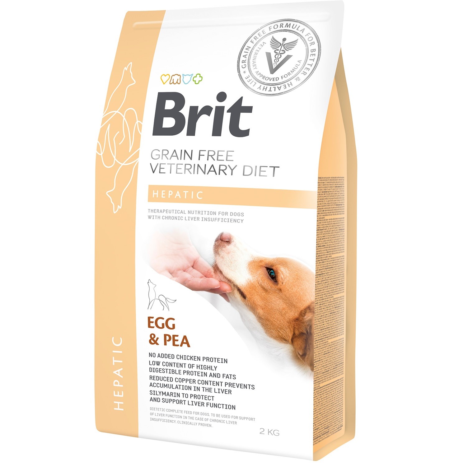Сухой корм для взрослых собак Brit VetDiets Grain Free Hepatic при болезни печени с яйцом, горохом, бататом и гречкой 2 кг - фото 1