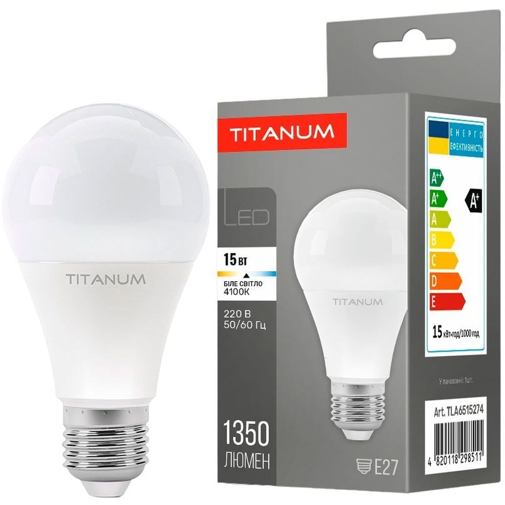 LED лампа Titanum A65 15W E27 4100K (TLA6515274) - фото 1