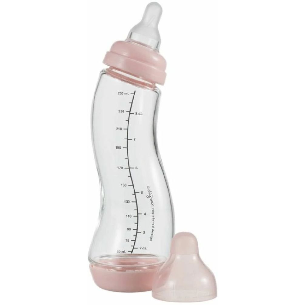 Стеклянная антиколиковая бутылочка Difrax S-bottle Natural Pink с силиконовой соской 250 мл (736FE Pink) - фото 1