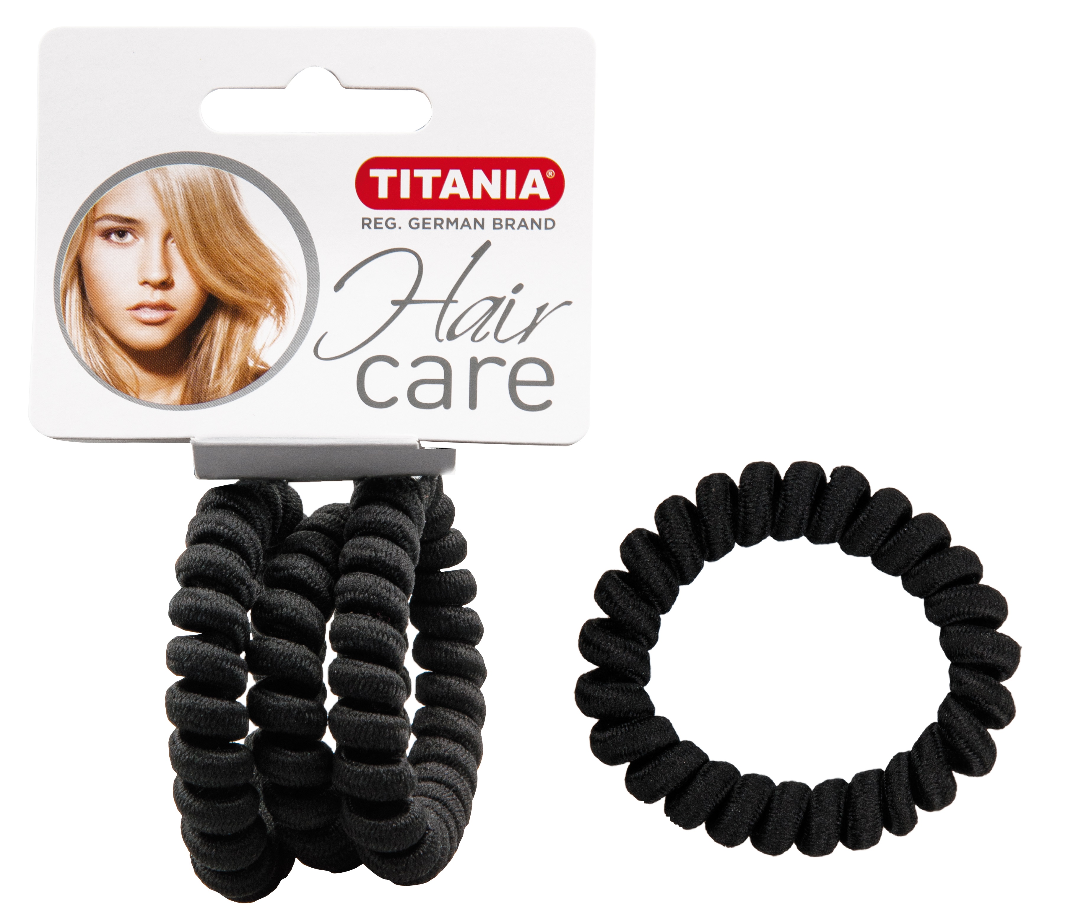 Набір резинок для волосся Titania Аnti Ziep покритих тканиною, чорний, 4.5 см, 3 шт. (7922) - фото 1