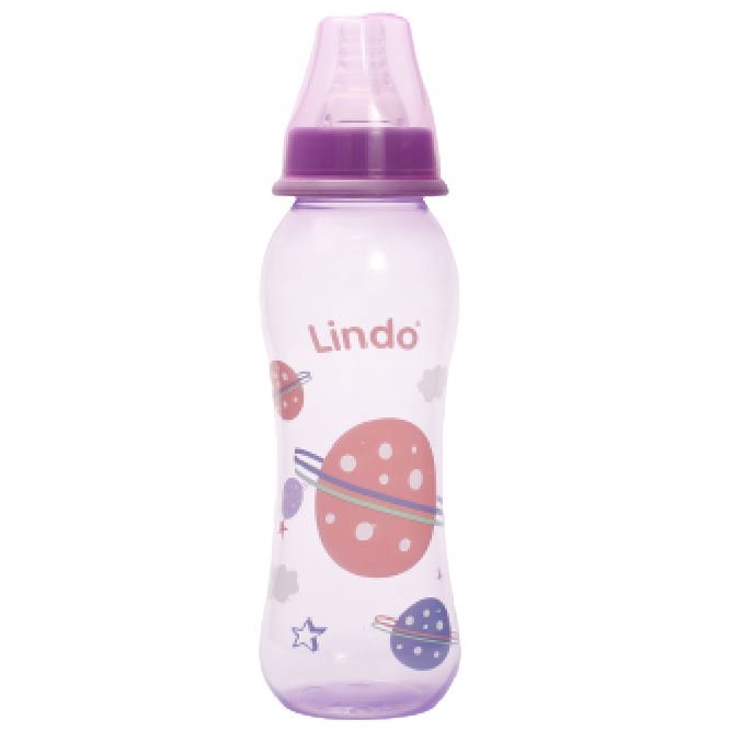 Пляшечка для годування Lindo, вигнута, 250 мл, фіолетовий (Li 134 фіол) - фото 1