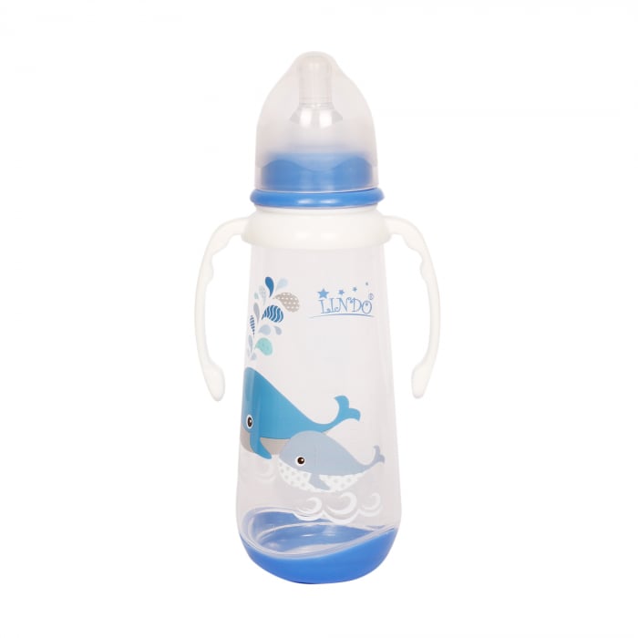 Пляшечка для годування Lindo, з ручками, 250 мл, блакитний (LI 125 гол) - фото 1