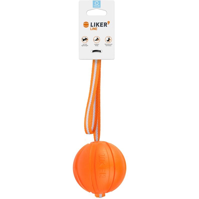 Мячик Liker 9 Line на ленте, 9 см, оранжевый (6288) - фото 1