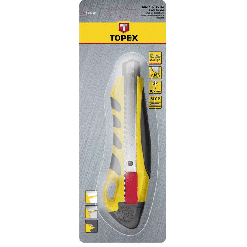 Нож Topex с сегментированным лезвием 18х177 мм (17B428) - фото 2