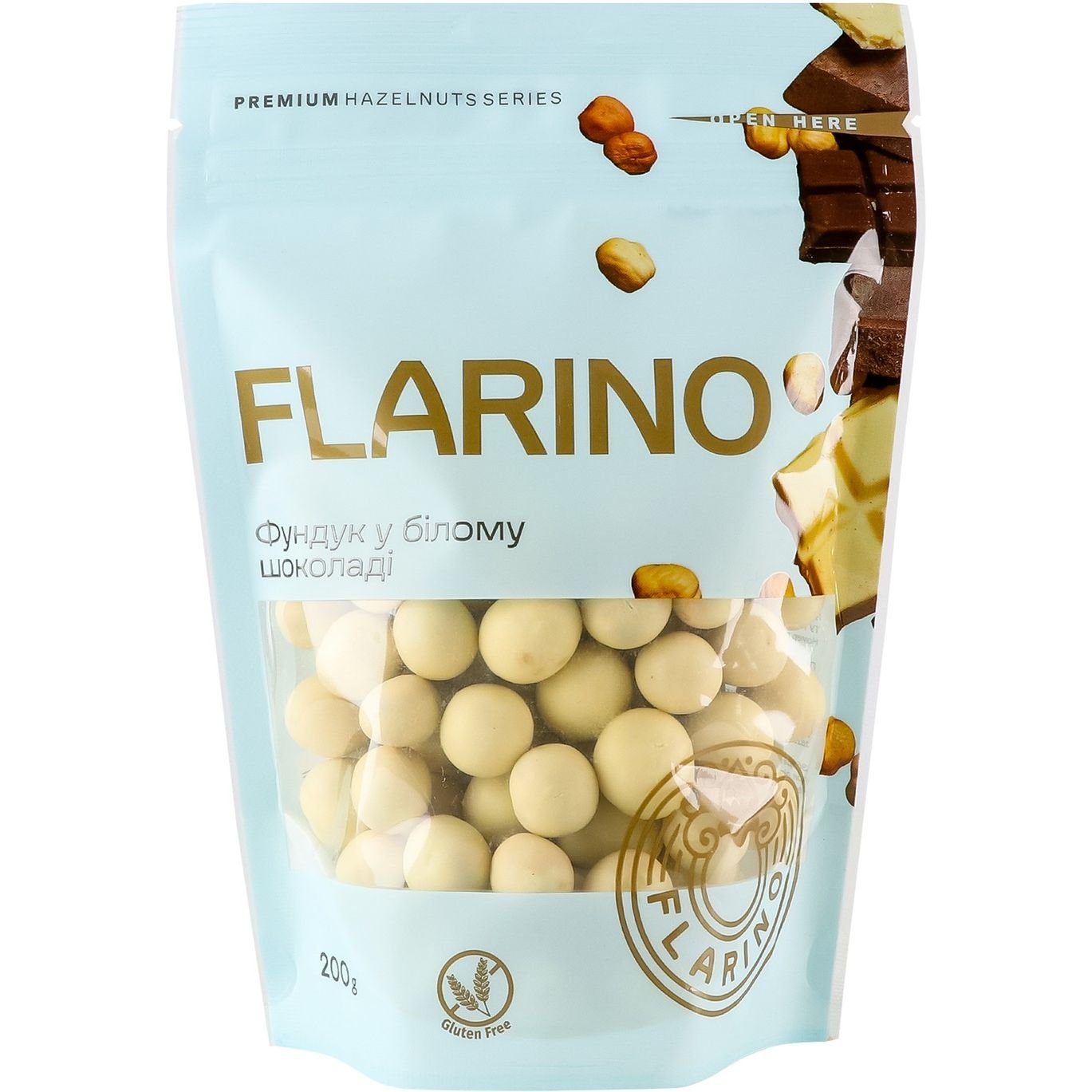 Фундук Flarino смажений у білому шоколаді, 200 г (923102) - фото 1