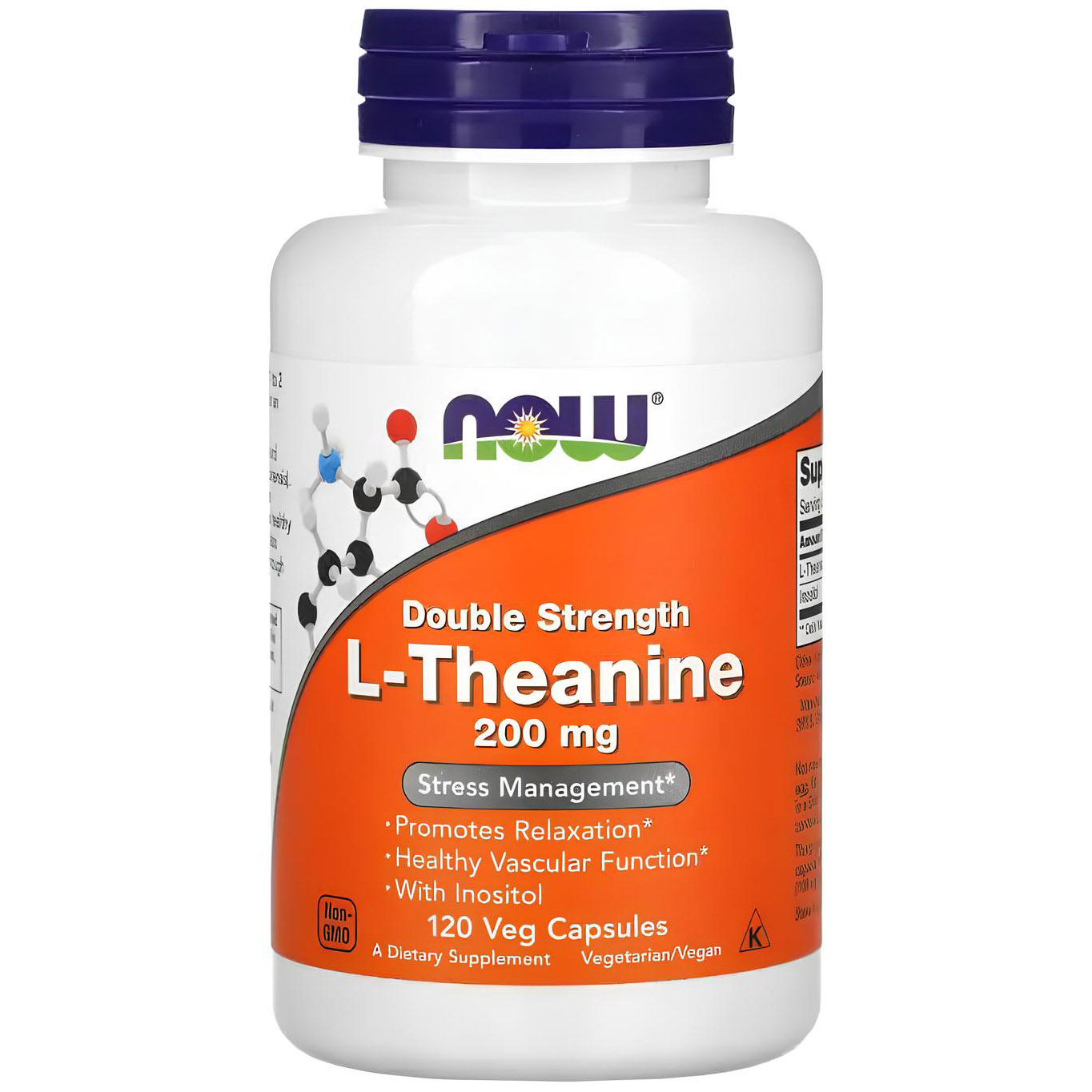 Амінокислота Now L-Theanine Double Strength 200 мг 120 капсул - фото 1